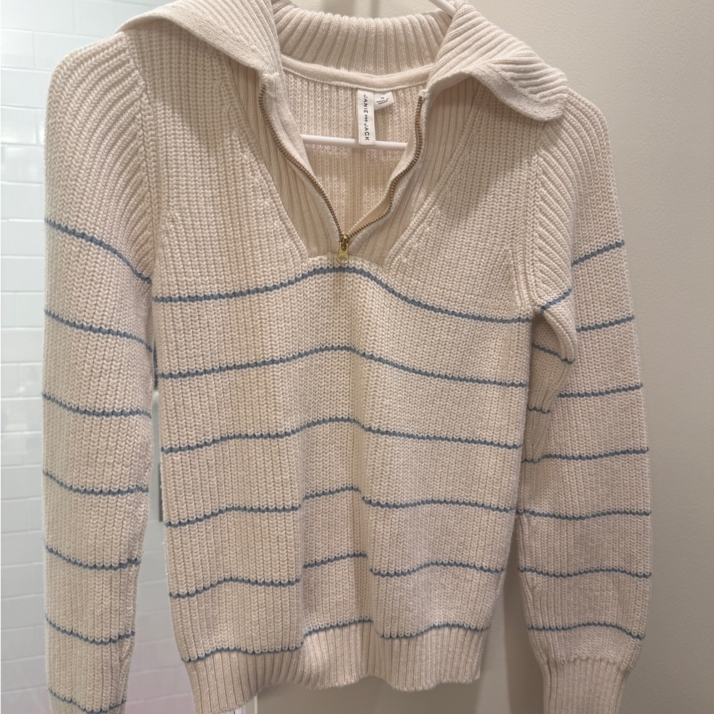 Janie and Jack Cream and Blue Striped Sweater